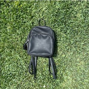 faux leather black mini backpack